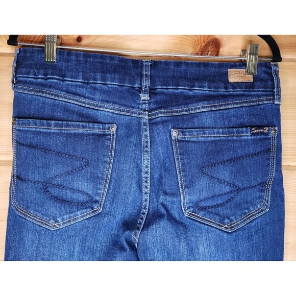 Seven 7 Tapered Ankle Skinny Jeans Size 12 Slimming Dark Wash Blue - Picture 5 of 11